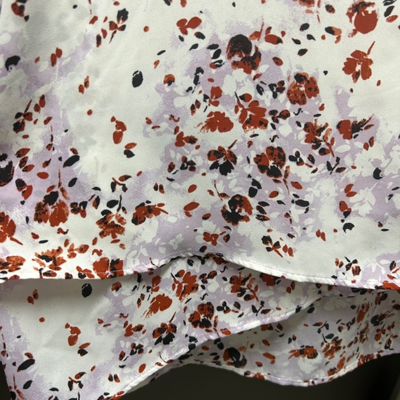 Simply Vera Vera Wang Womens Shirt Floral Lavender White Rust V-neck Ruffle XL - Picture 6 of 6